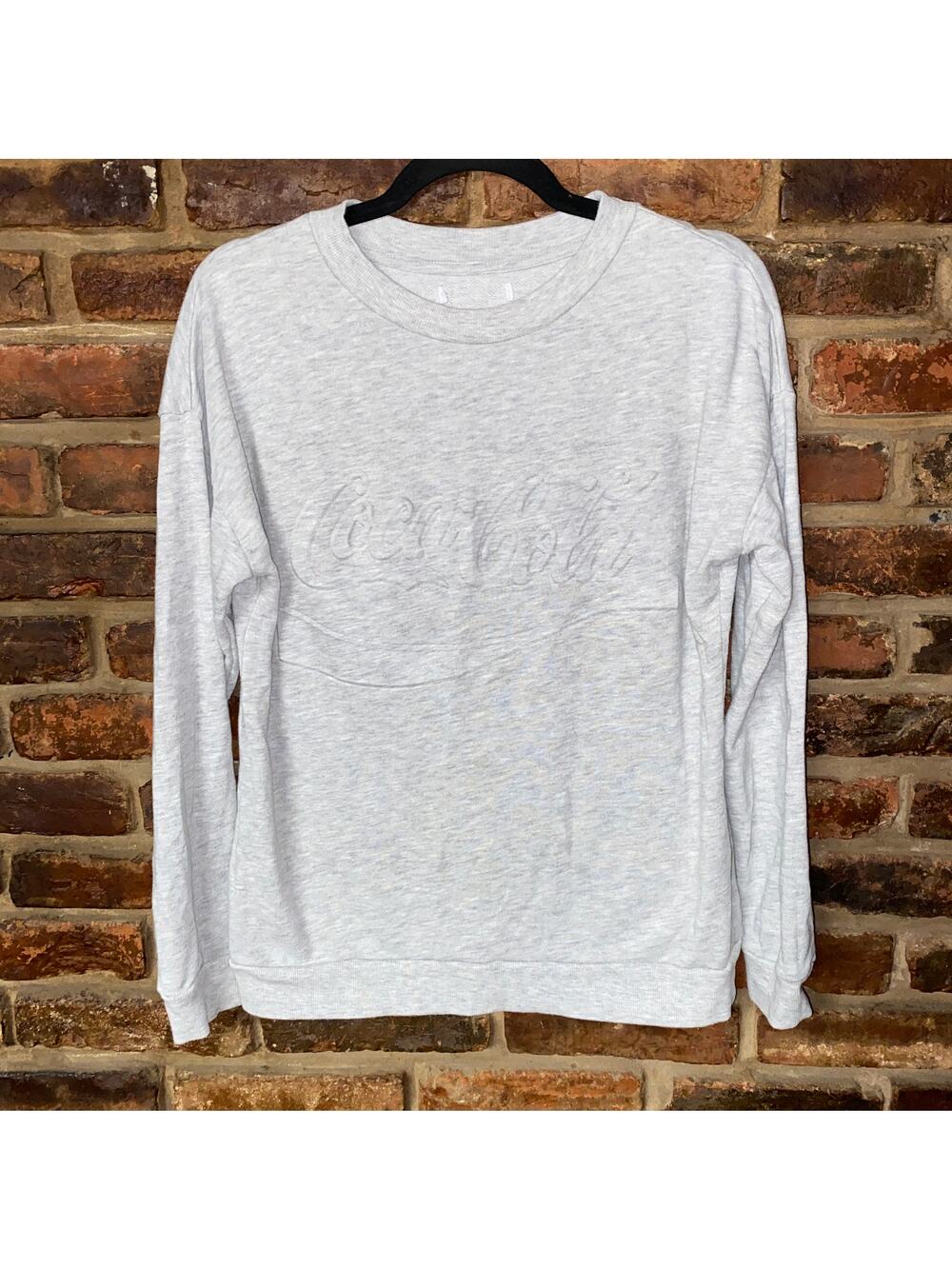 Coca Cola Gray Embroidered Crew Neck Sweatshirt Women's Size XS